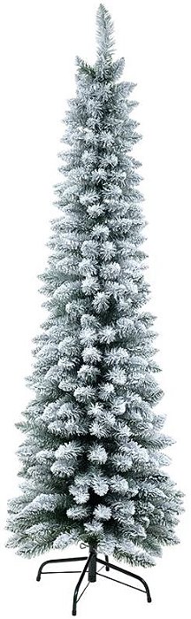 Planta Artificial Arvore Natal Boston Slim Nevada 600 Tips C/Base Metal Verde 2.4m