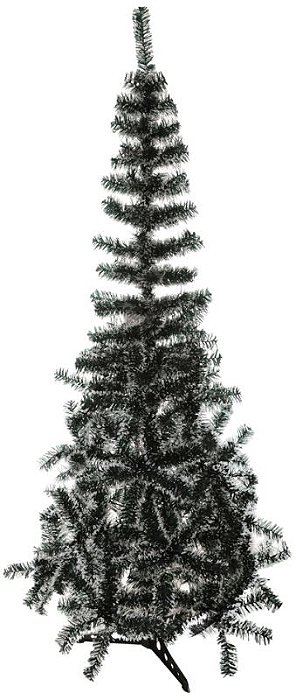 Árvore De Natal 320 Tips C/Base Plastico Verde Branco 1.8m