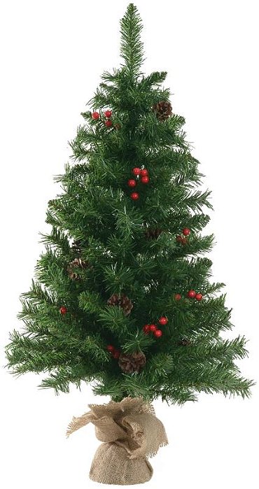 Árvore De Natal Berry E Pinha 141 Tips C/Base Juta Verde 90cm