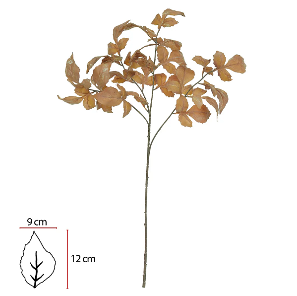 Planta Artificial Galho Folha X23 (marrom outono) 86cm