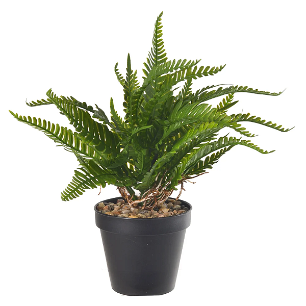 Planta Artificial Folhagem Samambaia C/Pote Plástico X16 (verde) 24cm