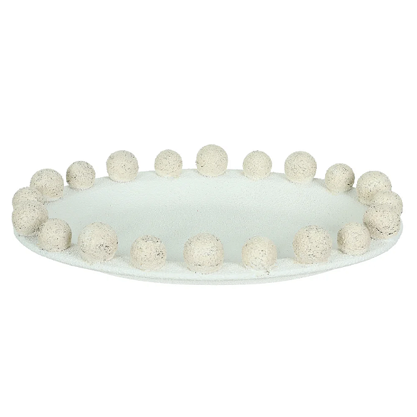 Centro De Mesa Decor Ceramica Balls (branco bege) 7X39X28cm