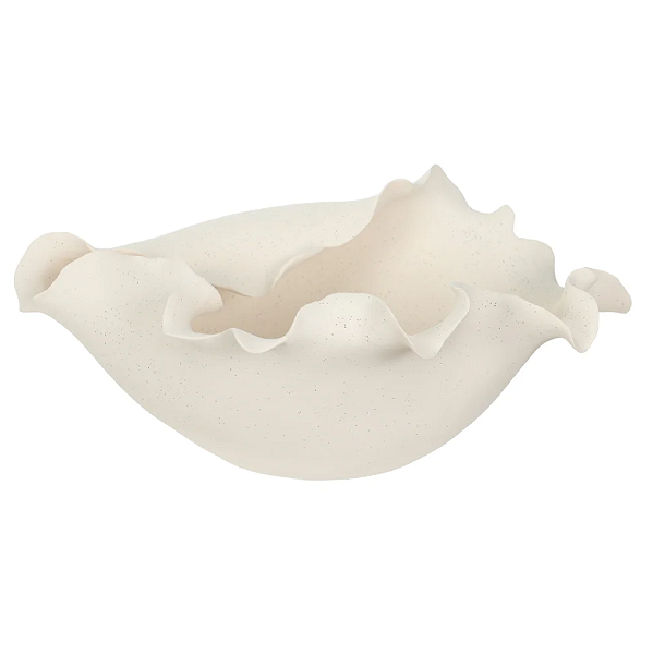 Centro De Mesa Ceramica Orgânico (off white) 17X36,5X25,5cm