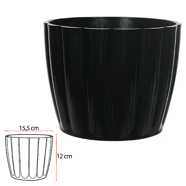 Vaso Moranga Polipropileno (preto) 12X15,5cm