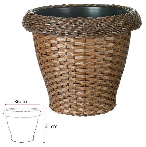 Vaso Polipropileno C/ Borda (marrom) 31X36cm