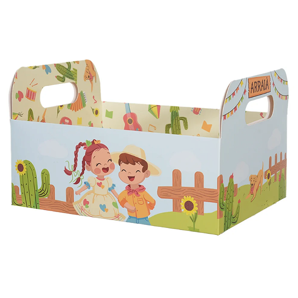 Caixa G Decorativa Mesa Papel Colorida Arraial (colorido) 25X18,5X9,5cm