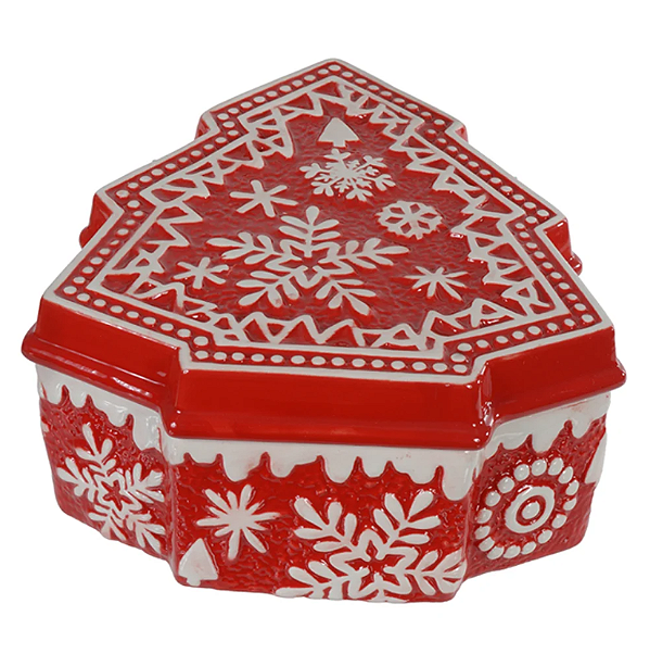 Caixa Arvore Decorativa 21X19X9cm (vermelho brnco)
