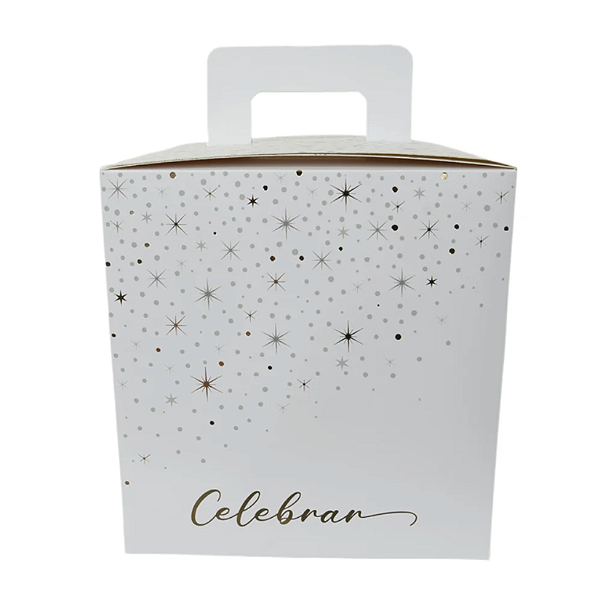 Caixa Panetone G Celebrar (branco dourado) 22X16,1X16,1cm