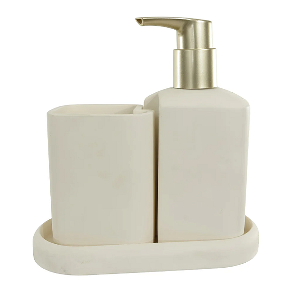 Kit Para Banheiro Poliresina 240ml C/3 Peças (off white)