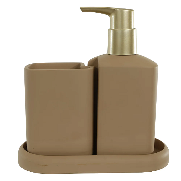 Kit Para Banheiro Poliresina 240ml C/3 Peças (Terracota)