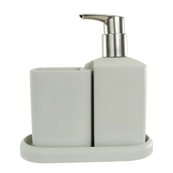 Kit Para Banheiro Poliresina 240ml C/3 Peças (cinza)