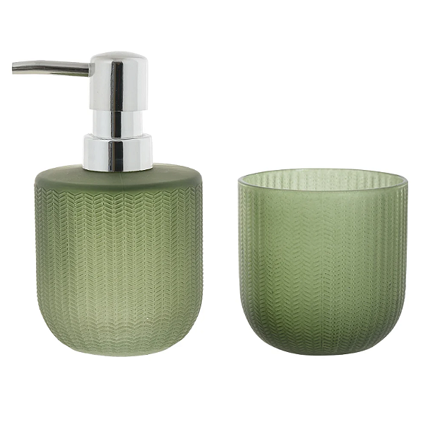 Kit Para Banheiro Vidro 300ml C/2 Peças Amazonia (verde)