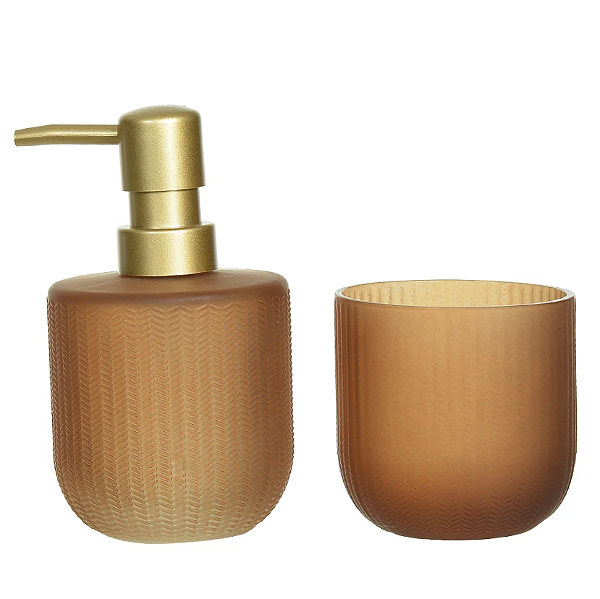 Kit Para Banheiro Vidro 300ml C/2 Peças Amazonia (ambar)