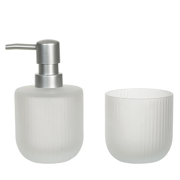 Kit Para Banheiro Vidro 300ml C/2 Peças Amazonia (transparente fosco)