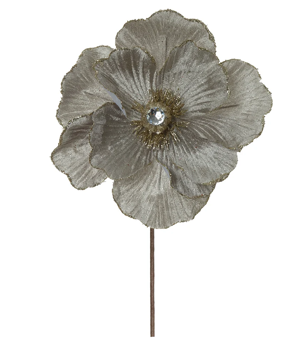 Planta Artificial Magnolia C/Glitter (champanhe) 15cm 20d