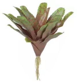 Folhagem Artificial Bromélia Verde Marrom 26cm