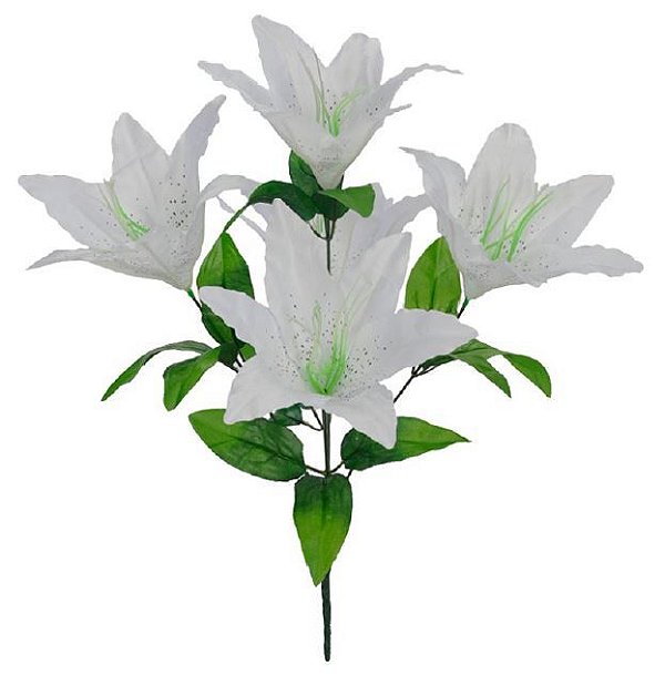 Buquê Lírio Cetim X5 (BRANCO) 40cm