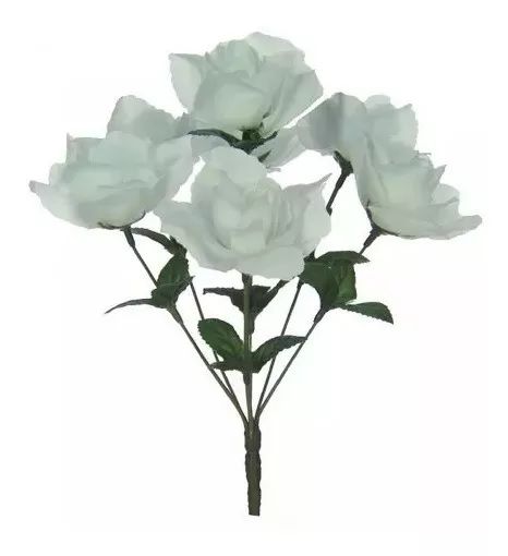 Buquê Rosa Artificial Branco 32cm