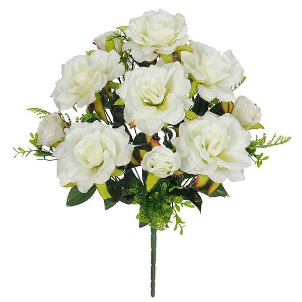 Buquê Flor Artificial Rosa Creme 50cm