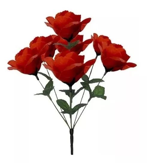 Buquê Rosa Artificial Vermelho 32cm