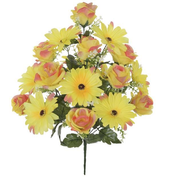 Buquê Rosa Margarida Cetim X18 (AMARELO) 54 cm