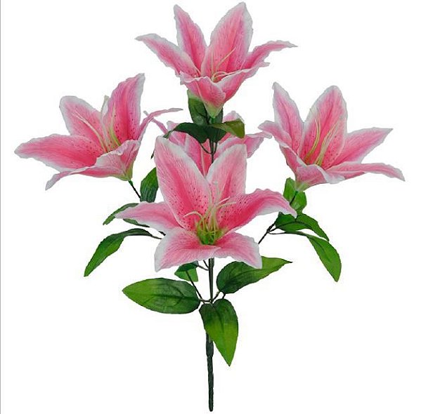 Buquê Lírios Cetim X5 (ROSA) 40cm