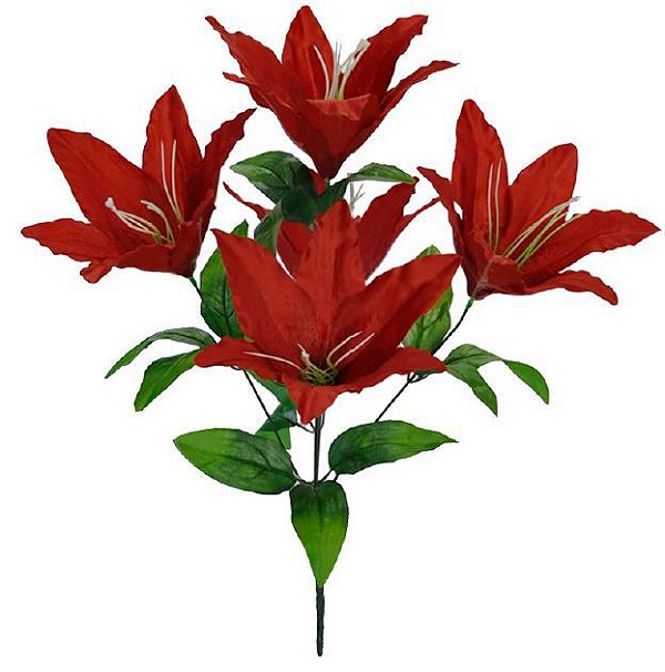 Buquê Lírio Cetim X5 (VERMELHO) 40cm