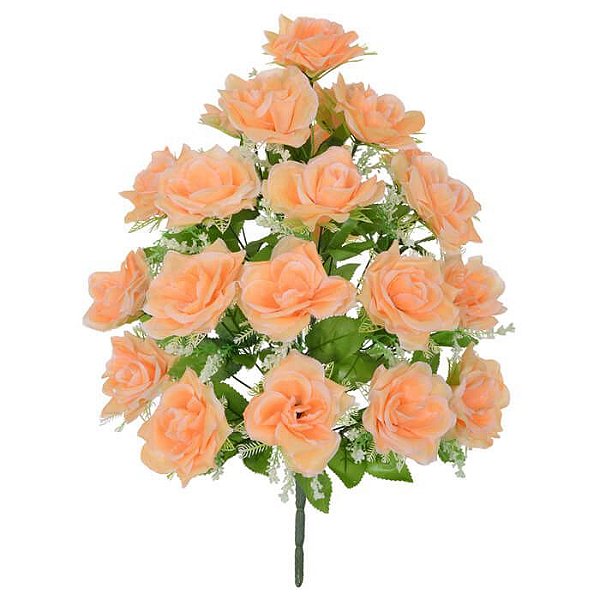 Buquê Flor Artificial Rosa Pêssego 56cm