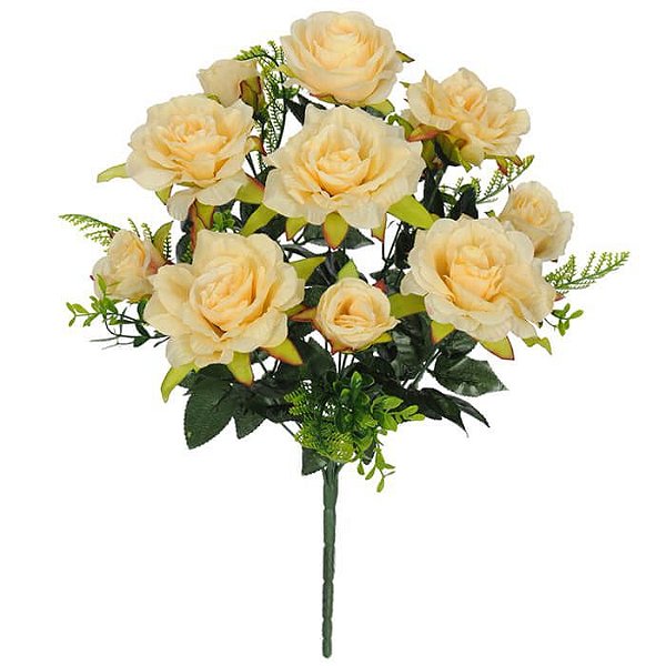 Buquê Flor Artificial Rosa Pêssego 50cm