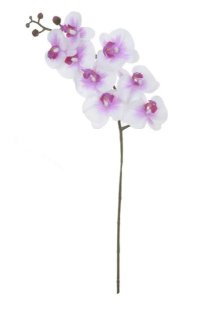 Haste Flor Artificial Orquídea Phalaenopsis Real Toque X8 Branco Beauty 90cm