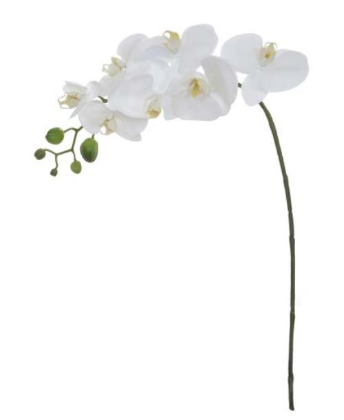 Haste Flor Artificial Orquídea Phalaenopsis Real Toque X7 Branco 71cm