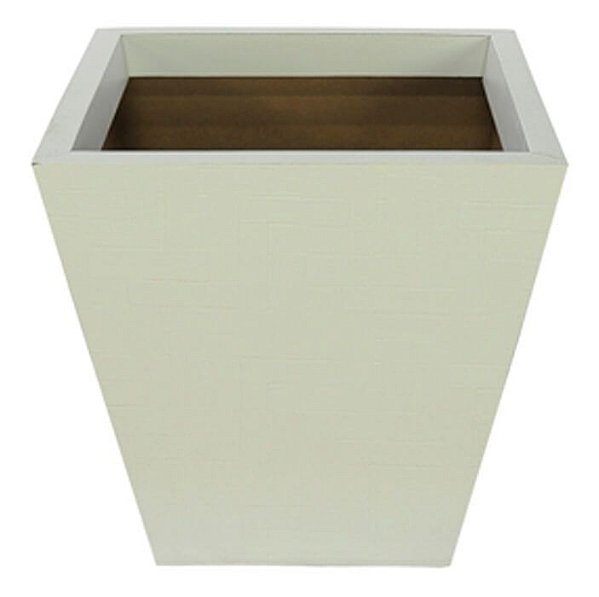 Vaso Cachepot Madeira Cônico Branco 29x29cm