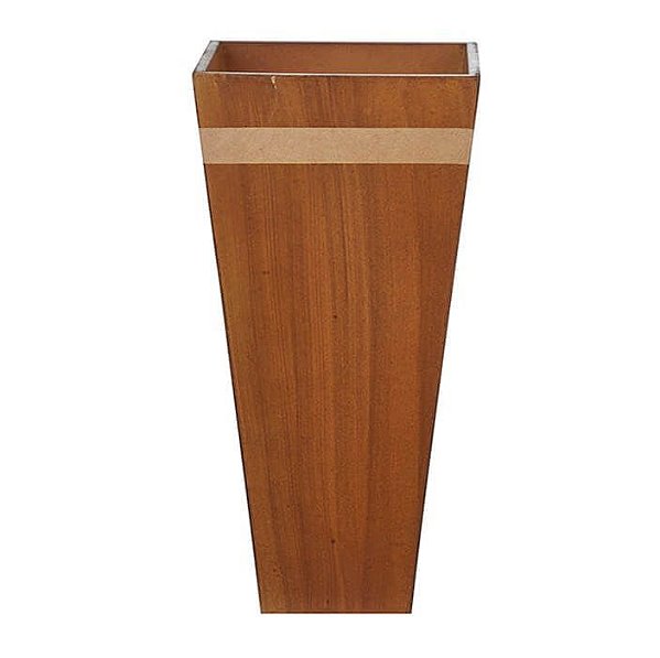 Vaso Cachepot Madeira Listra Marrom 29x14cm
