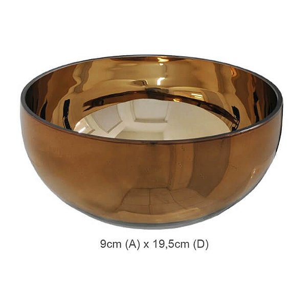 Vaso Vidro Bacia Cobre 9x19,5cm