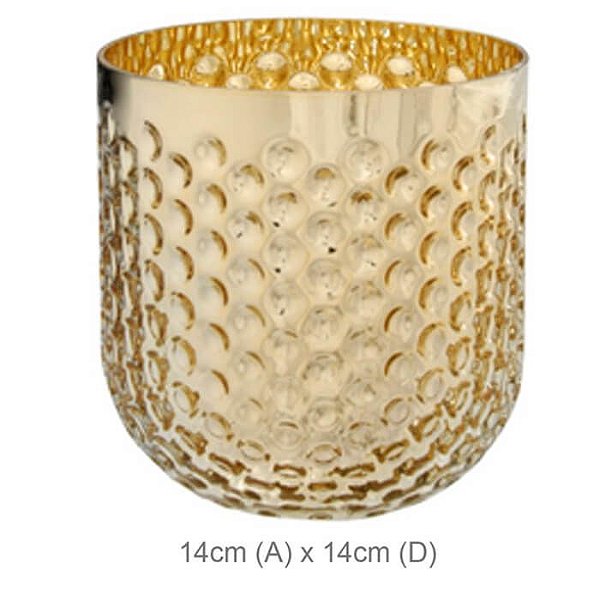 Vaso Vidro Brilho Dourado 14cm