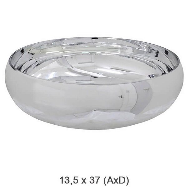 Vaso Vidro Bacia Redondo Prata 13,5x40cm