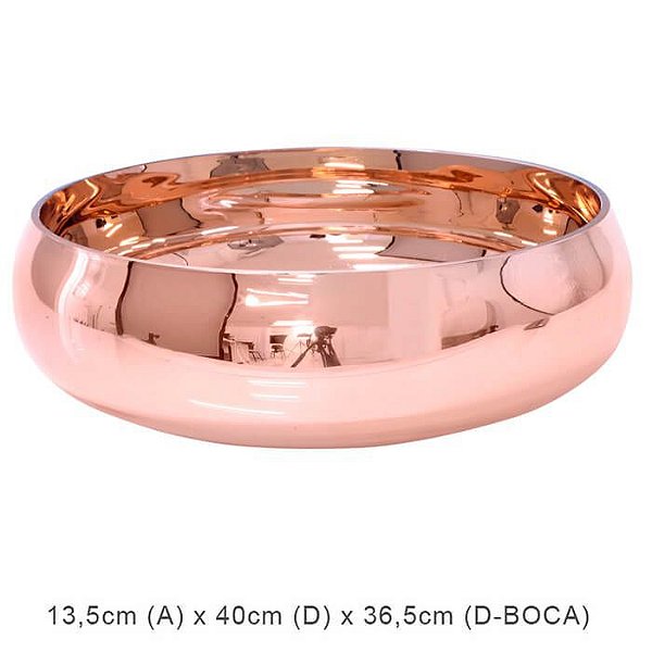 Vaso Vidro Bacia Redondo Rosé 13,5x40cm