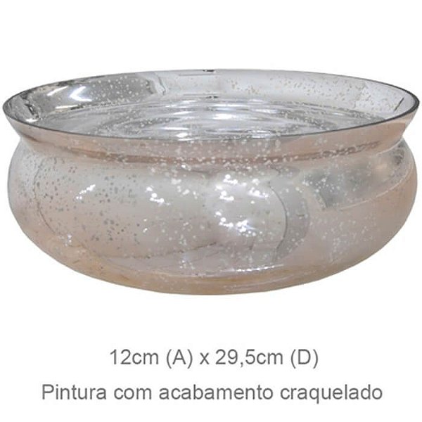 Vaso Vidro Bacia Craquelado Rosé 12x29,5cm
