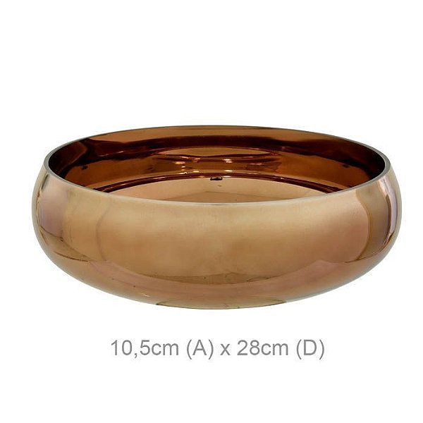 Vaso Vidro Bacia Redondo Cobre 10,5x28cm