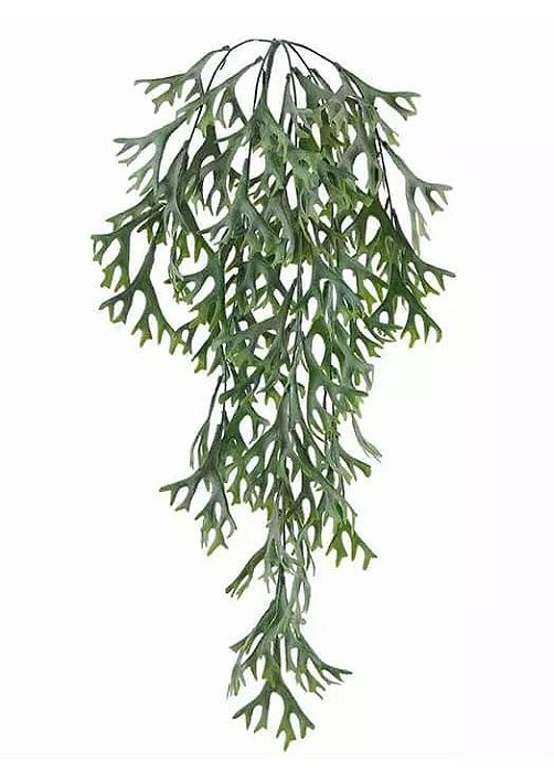 Folhagem Artificial Chifre-de-Veado Pendente Com Powder Verde 77cm