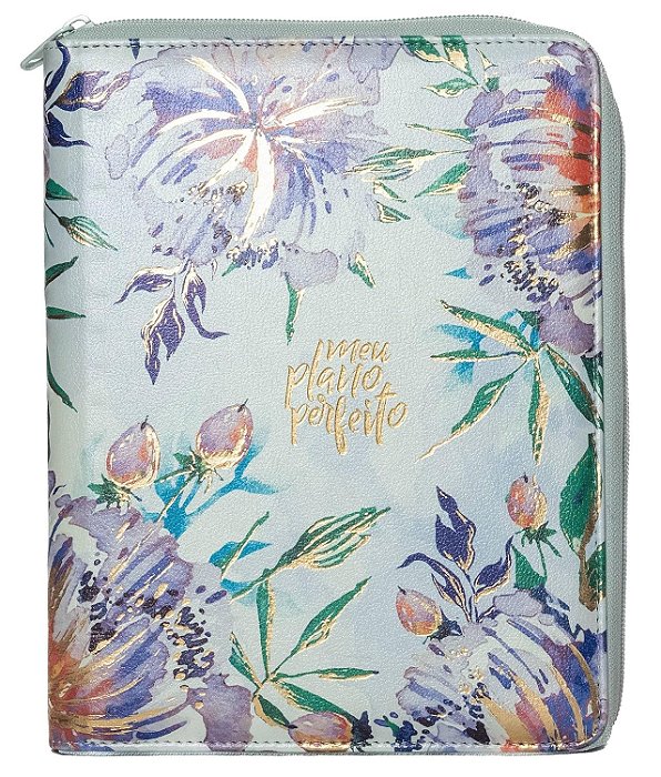 MEU PLANO PERFEITO - CAPA COURO SOFT AQUARELA COM ZÍPER