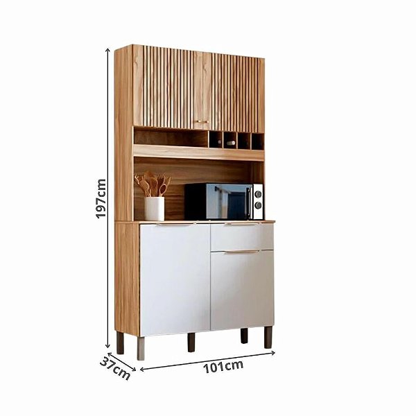 ARMÁRIO KIT MOSCATO 04 PTS - AMENDOA/OFF WHITE