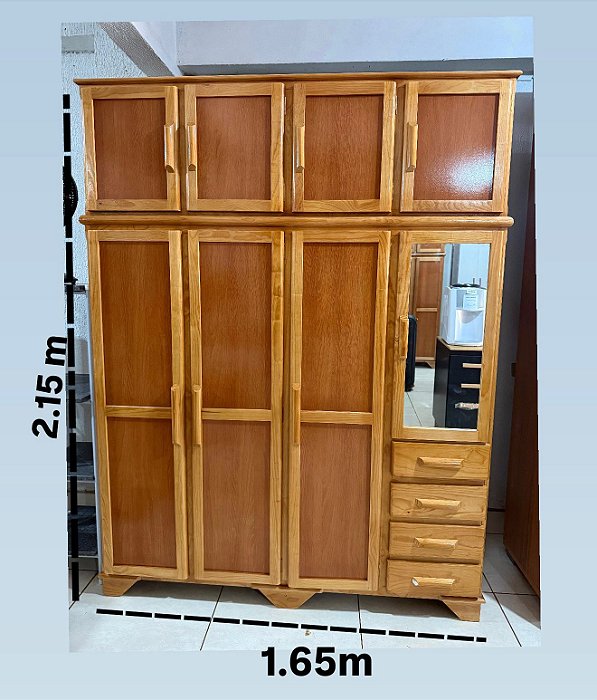 GUARDA ROUPA DE MADEIRA 1.65 X 2.15 X 0.50