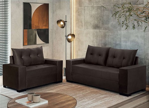 SOFÁ SONIC JOGO 2 E 3 LUGAR MARROM