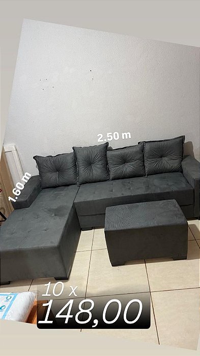 SOFÁ COM SHEASE COM CINZA 2,50 X 1,60