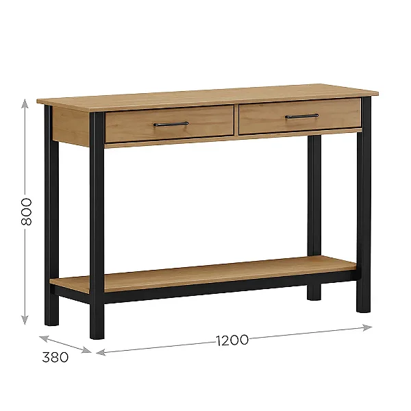 APARADOR 2 GAVETAS MADRI COR ROBLE/PRETO 120 X 80 X 38