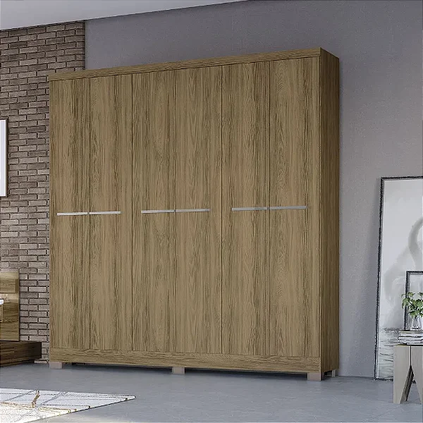 GUARDA ROUPA KAPPESBERG 6 PORTAS 2 GAVETAS - NOGUEIRA