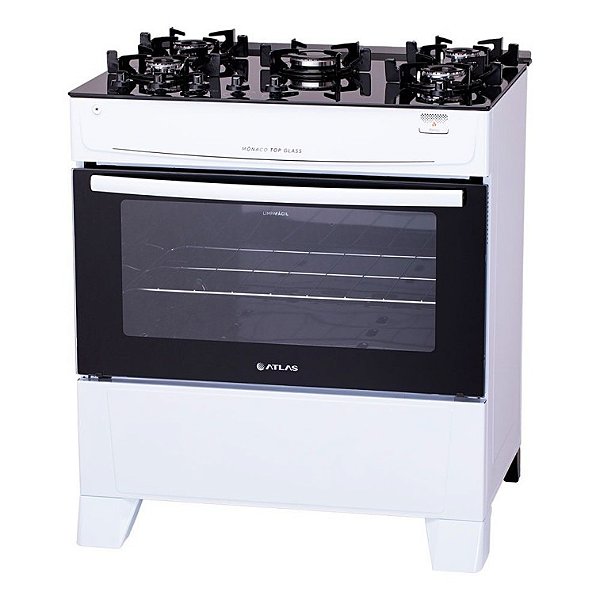 FOGÃO ATLAS 5BCS MONACO TOP GLASS 300000710 Branco Bivolt