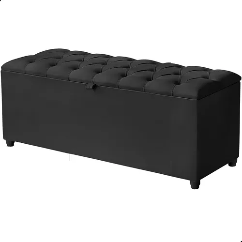 BAÚ RECAMIER QUEEN VELUDO PRETO 1,58