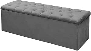 BAÚ RECAMIER CASAL VELUDO CINZA 1,38